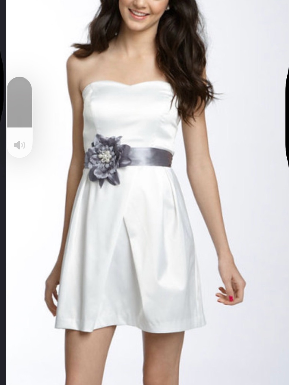 Trixxi Girl Formal Strapless A-Line Knee Length Dress Ivory/Gray Size 7